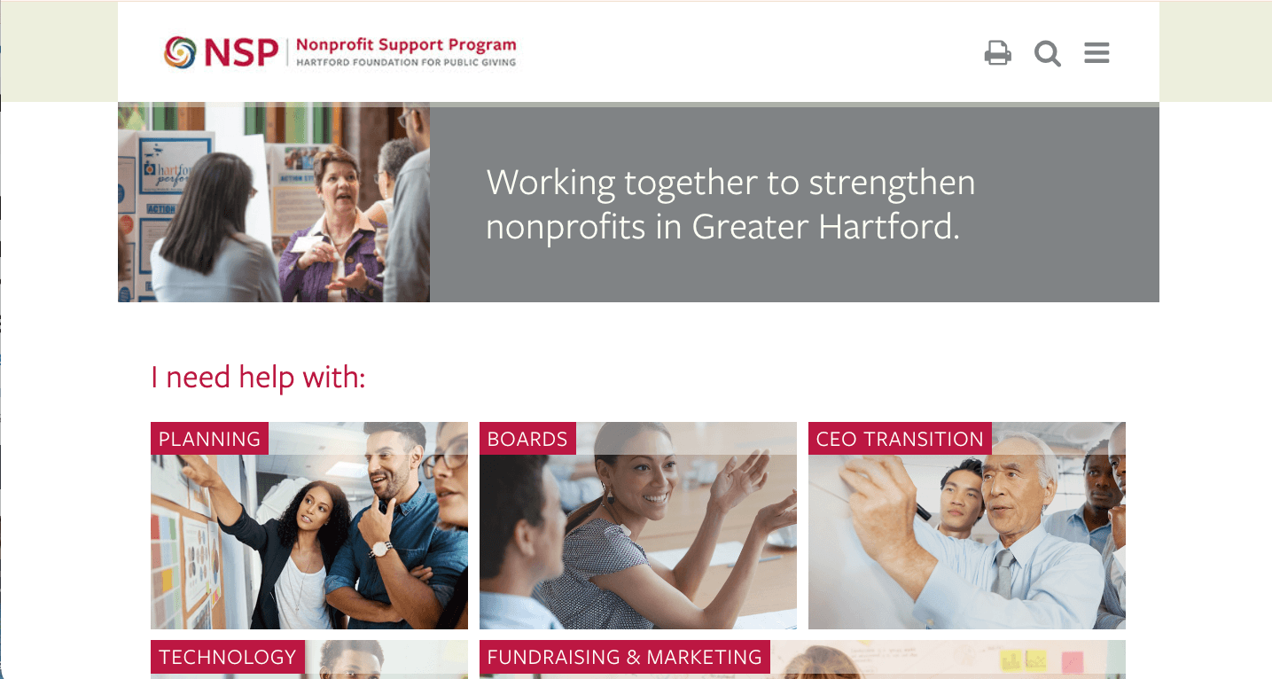 Screenshot of Nonprofit Support Program